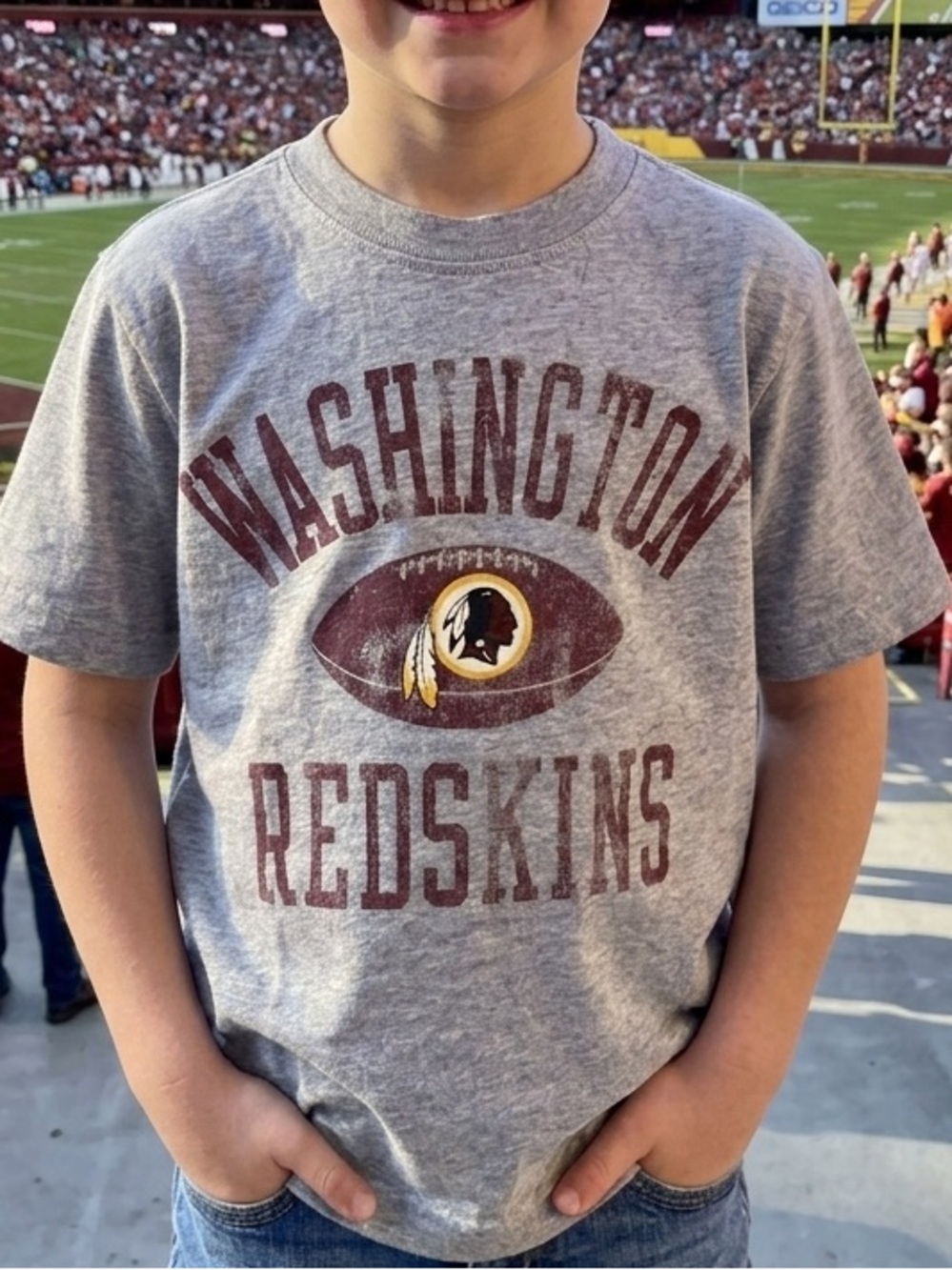 Retro Youth NFL Washington Redskins Grey Graphic T-Shirt